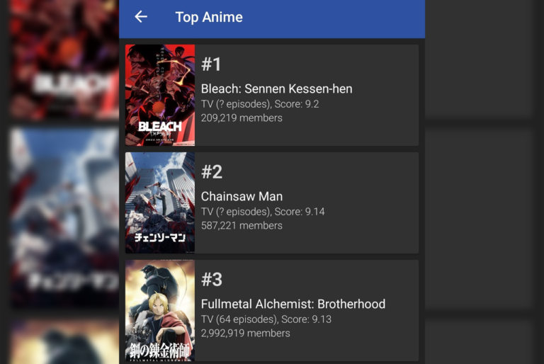 Chainsaw Man n&rsquo;a pas duré longtemps dans le Top 10 de MyAnimeList