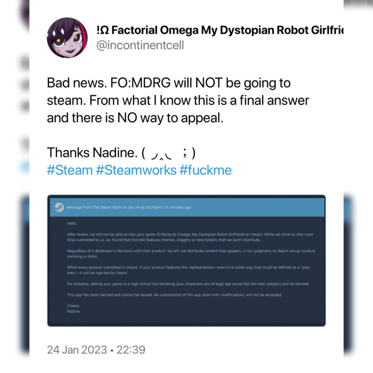 Steam interdit un autre jeu vidéo parce que la fille « ressemble à un loli »