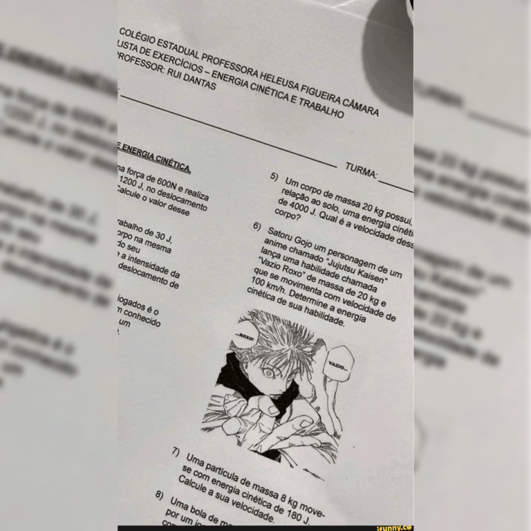 Gojo apparaît à un examen de physique au Brésil