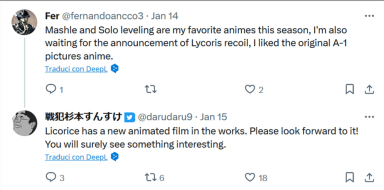 Lycoris Recoil pourrait revenir avec un film –