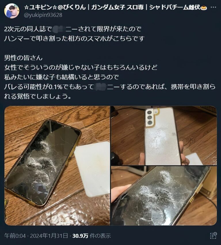 Pour avoir regardé du hentai, une fille détruit le téléphone de son petit ami