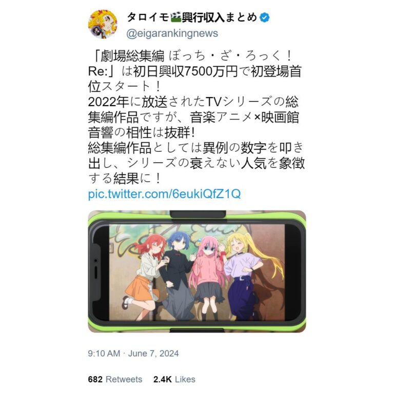 Les succès continuent pour Bocchi le Rocher !