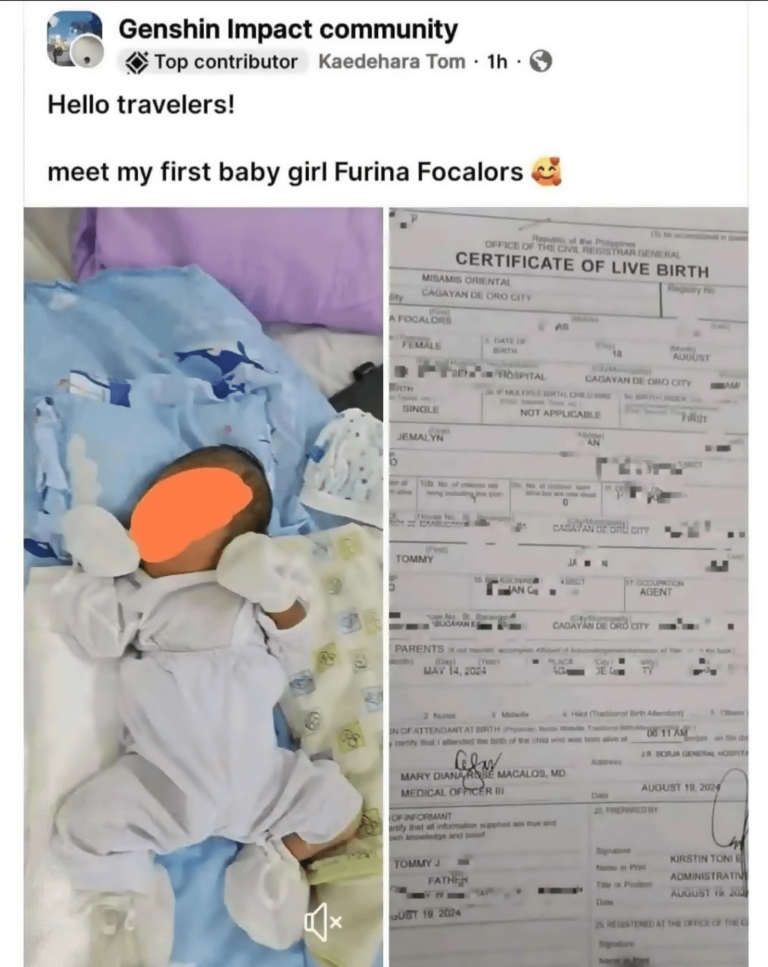 Un père nomme sa fille comme dans Genshin Impact