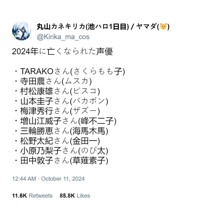 Les seiyuus que nous avons perdus en 2024