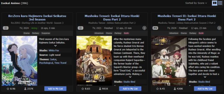 Re:ZERO surpasse Mushoku Tensei en tant que meilleur isekai