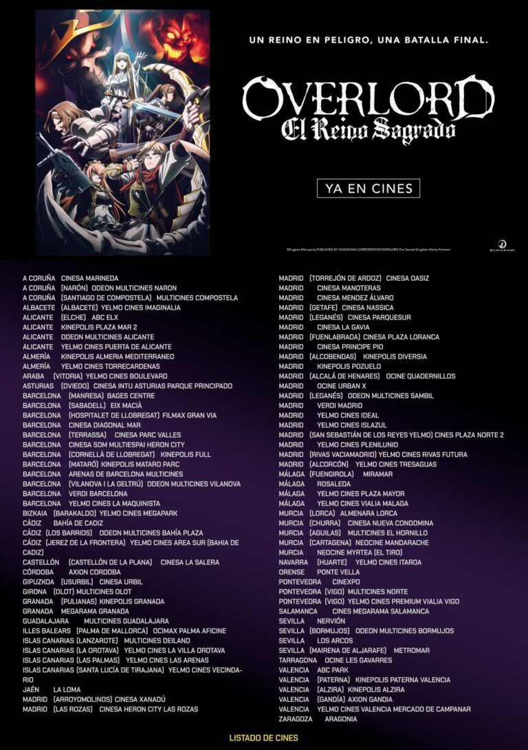 Liste des cinémas pour Overlord : Le Royaume Sacré
