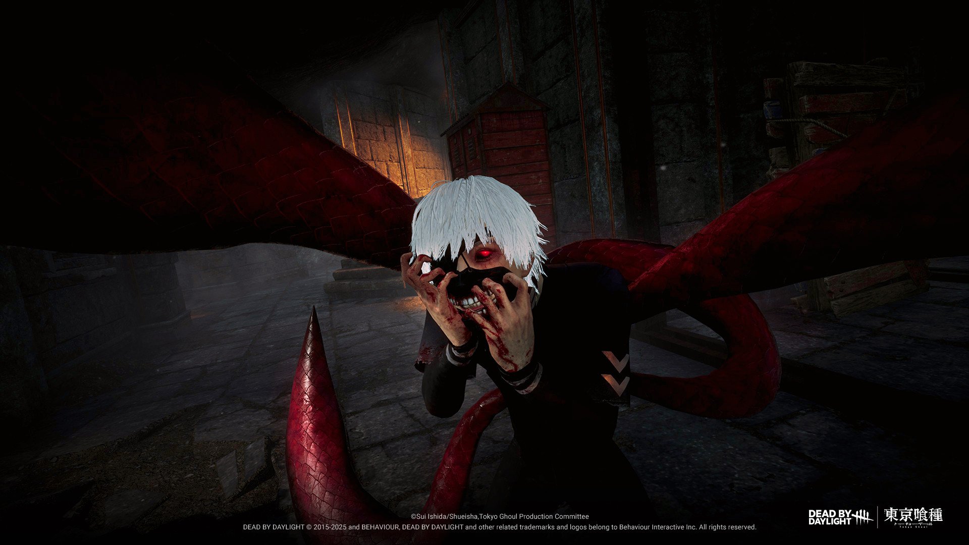 (c) Le comportement 2015-2025, mort par jour et autres marques et logos connexes appartiennent à Behavior Interactive Inc. Tous droitsrsreved. (c) Sui Ishida / Shueisha, comité de production de Tokyo Ghoul (c) Le comportement 2015-2025, mort par jour et autres marques et logos connexes appartiennent à Behavior Interactive Inc. Tous droitsrsreved. (c) Sui Ishida / Shueisha, comité de production de Tokyo Ghoul