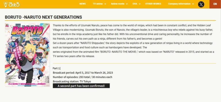 La deuxième partie de Boruto est déjà en production