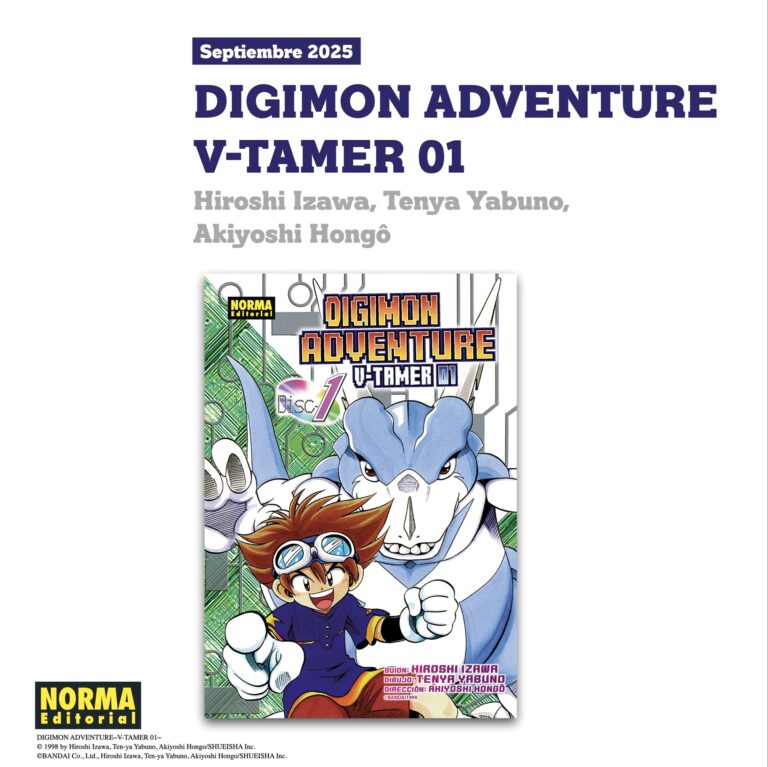 Norma annonce que finalement, le 5 septembre, le premier volume attendu de Digimon Adventure V-Amero sera en vente