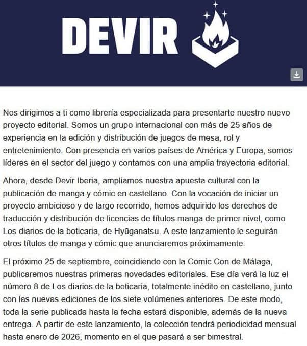 Devir annonce que les journaux de La Boticaria reviennent à la grande chose du 25 septembre