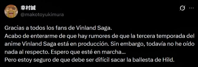 Makoto Yukimura clarifie les rumeurs sur la troisième saison de Vinland Saga