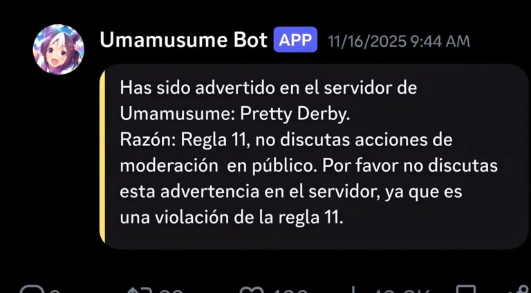Le Discord officiel d'Uma Musume interdit d'appeler umas waifus